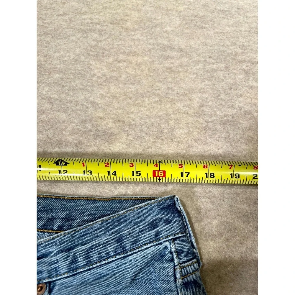 Levis 501 Original Fit Straight Jeans Mens 35x32 Blue Denim Logo Cotton Mid Rise